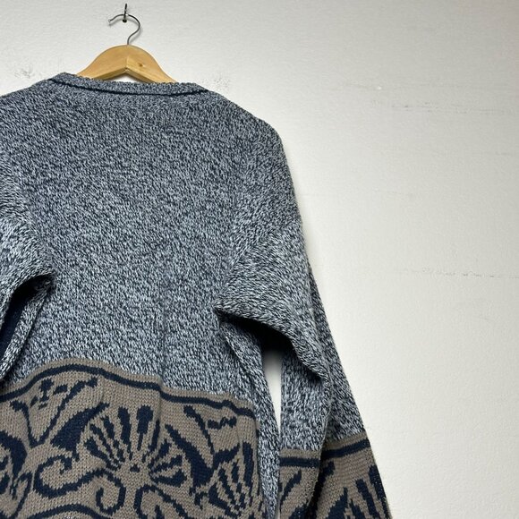 VTG Playboy Knit Abstract Grey 90s Sweater Men L Classic Prep Comfy Coral - Picture 14 of 14